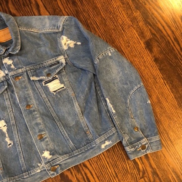 Vintage 90s Calvin Klein Distressed Jean Jacket - Picture 4 of 13